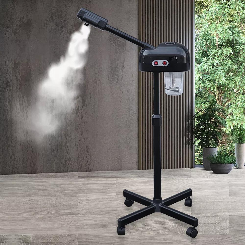 Compact Size] Ebony Elegance: Professional 2-in-1 Black Facial Steamer