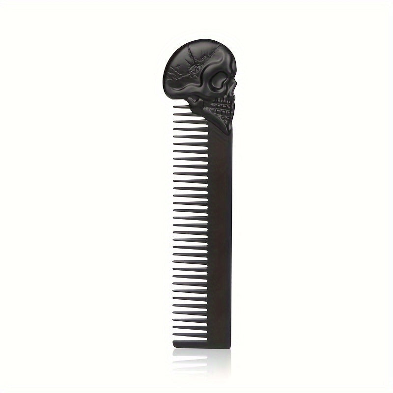 1pc Skull Zinc Alloy Hair Comb, Beard Styling Comb For Men, Wide Toothed, Gentle On Scalp, Portable Barber Hairdressing Comb