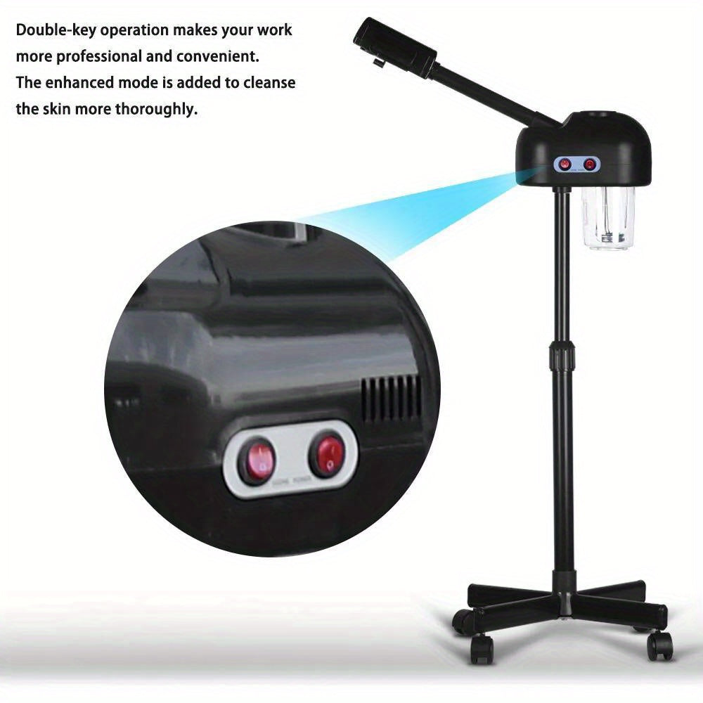 Compact Size] Ebony Elegance: Professional 2-in-1 Black Facial Steamer