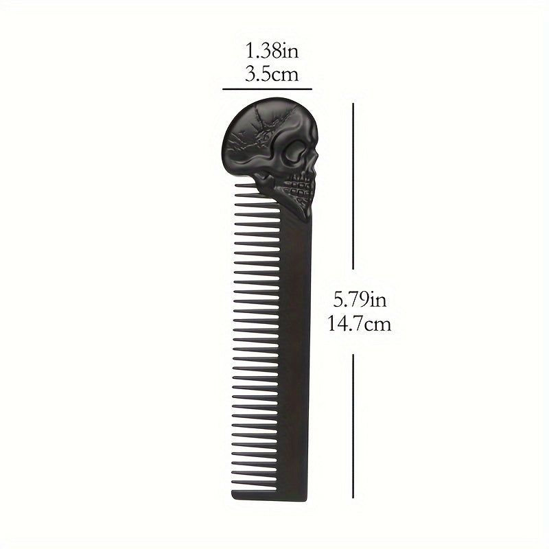1pc Skull Zinc Alloy Hair Comb, Beard Styling Comb For Men, Wide Toothed, Gentle On Scalp, Portable Barber Hairdressing Comb
